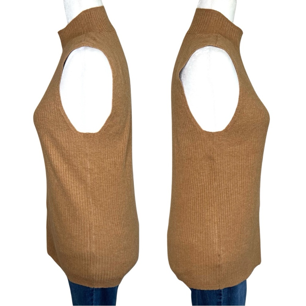 ❌SOLD❌ LOFT Outlet Sleeveless Knit Mock Neck Top Caramel Brown Large L - Picture 8 of 11
